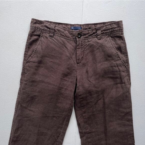 GAP Low Rise Pants: Brown Linen Kick Flares / Sz 0 / Office Siren 2010s - Picture 3 of 8